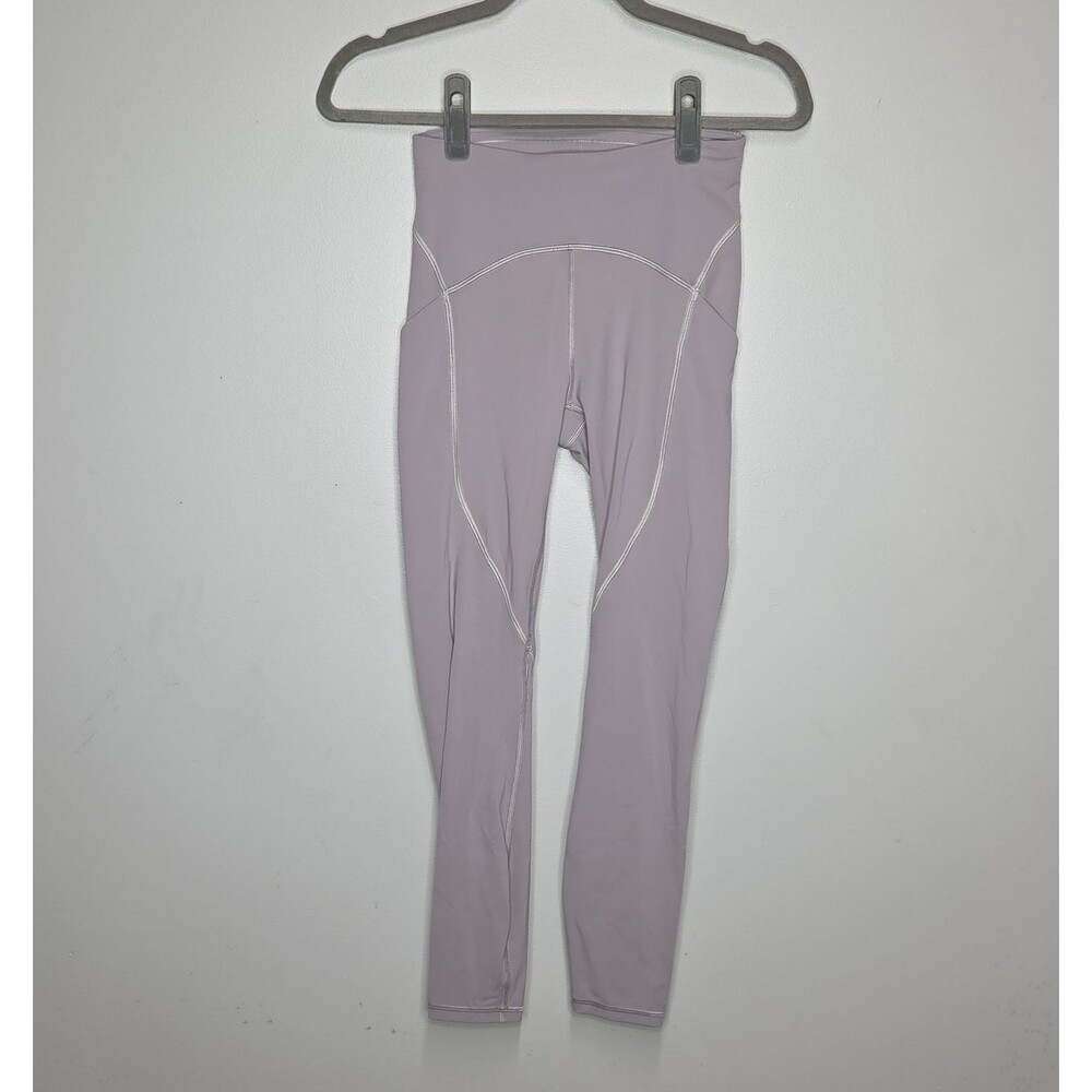Lululemon Womens 4 High Rise Pocket Athletic Leggings Lilac Lavender LW5ELXS